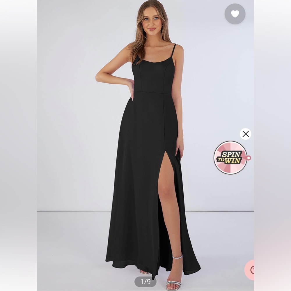 Azazie Moira Black Bridesmaids Dress Size 2